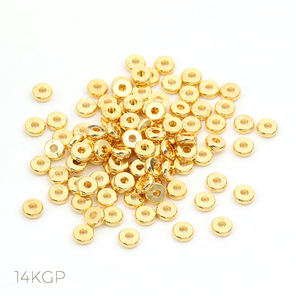 スペーサービーズ 14KGPゴールドメッキ色褪せにくい サイズ 約1.2×4mm 15個入り ゴールドカラー