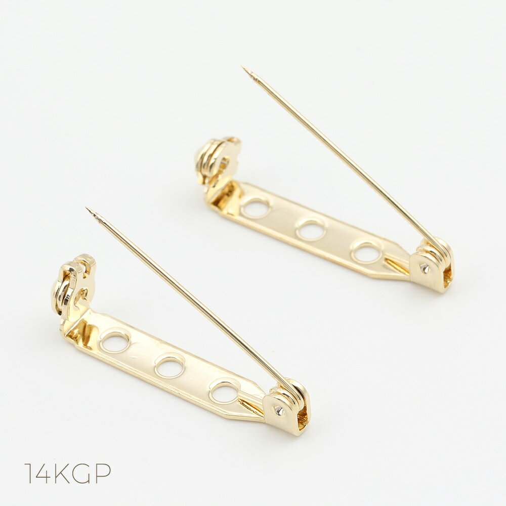 ブローチピン 14KGPゴールドメッキ 色褪せにくい サイズ 約4.5×27mm 2個入り ゴールドカラー 回転式ブローチピン 造花ピン