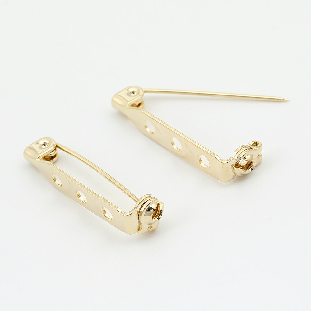 ブローチピン 14KGPゴールドメッキ 色褪せにくい サイズ 約4.5×27mm 2個入り ゴールドカラー 回転式ブローチピン 造花ピン