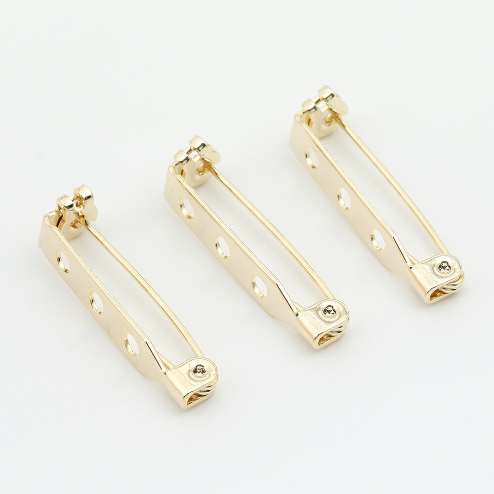 ブローチピン 14KGPゴールドメッキ 色褪せにくい サイズ 約4.5×27mm 2個入り ゴールドカラー 回転式ブローチピン 造花ピン