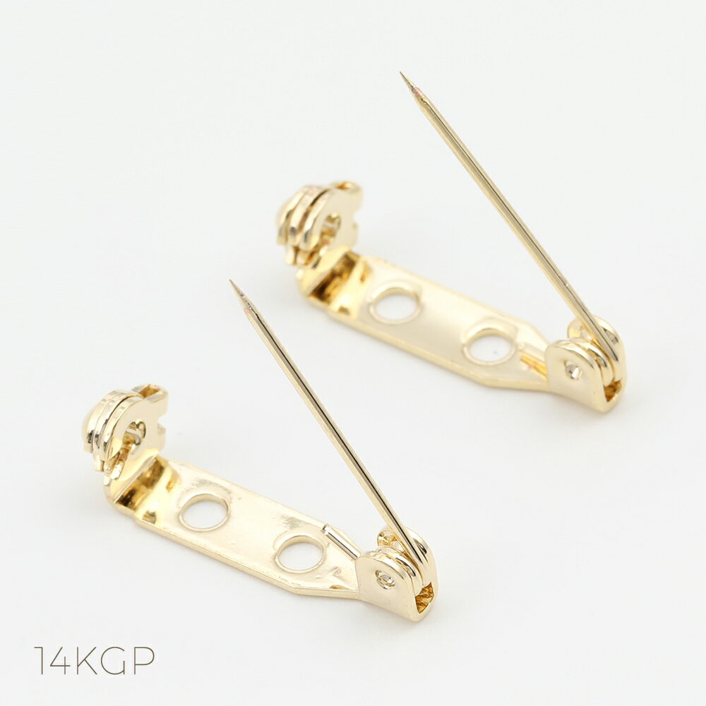 即日発送！ブローチピン 14KGPゴールドメッキ 色褪せにくい サイズ 約4.5×21mm 2個入り ゴールドカラー 回転式ブローチピン 造花ピン