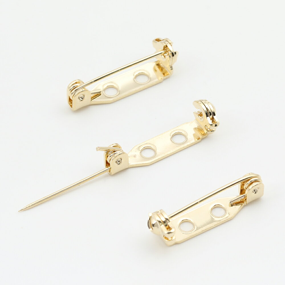 即日発送！ブローチピン 14KGPゴールドメッキ 色褪せにくい サイズ 約4.5×21mm 2個入り ゴールドカラー 回転式ブローチピン 造花ピン