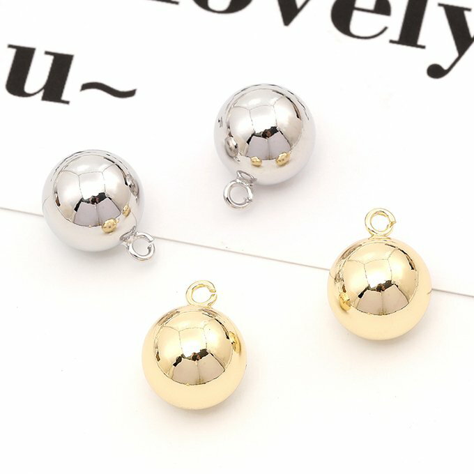 即日発送！色褪せにくい14KGPゴールドメッキ メタルチャーム ボール 1カン 12mm（4ヶ）