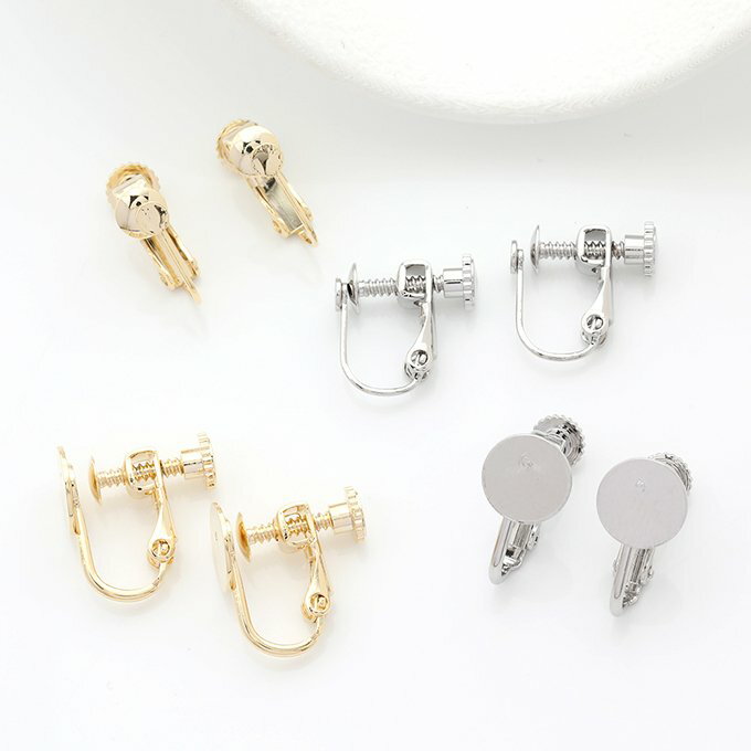 即日発送！色褪せにくい14KGPゴールドメッキ ネジバネ式イヤリング 平皿（2ヶ）