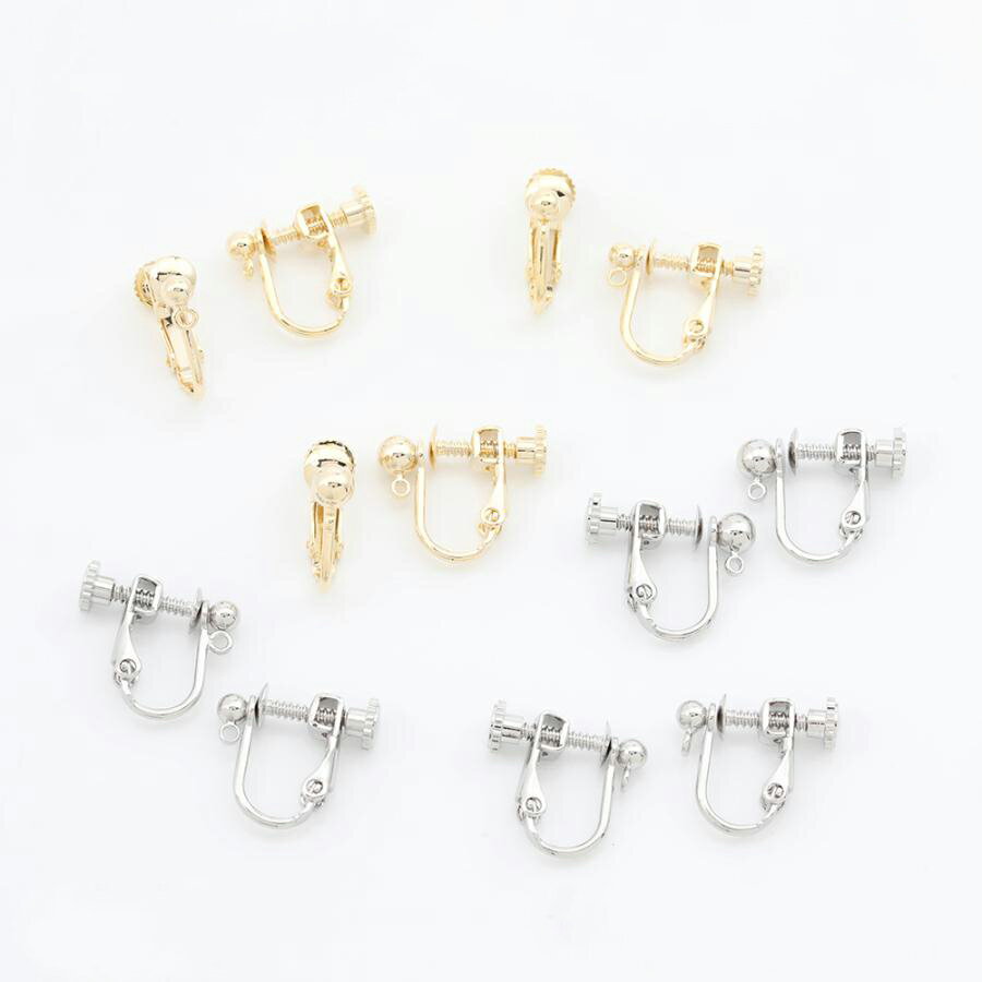 即日発送！ネジバネ式イヤリング 基礎イヤリング金具 イヤリングパーツ 丸カン付き（2ヶ）