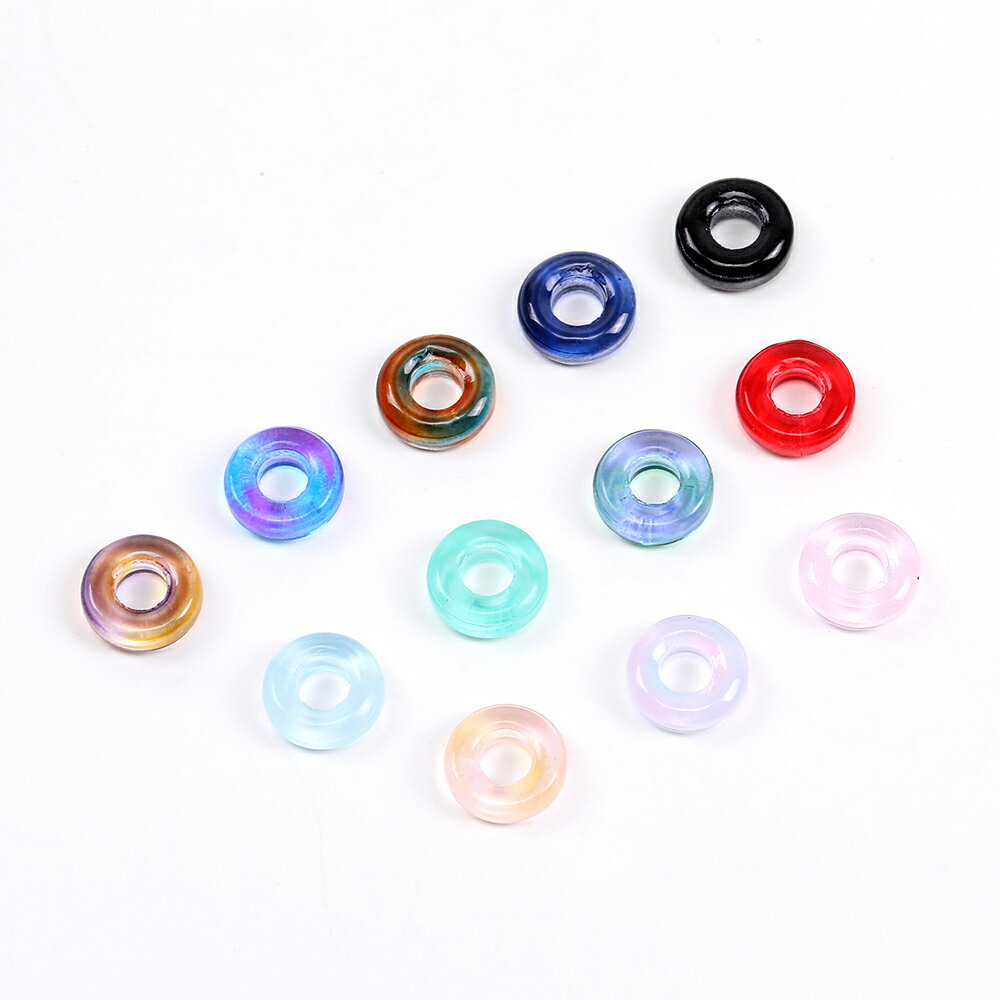 即日発送！ガラスチャーム ドーナツ 10mm グラデーションカラー
