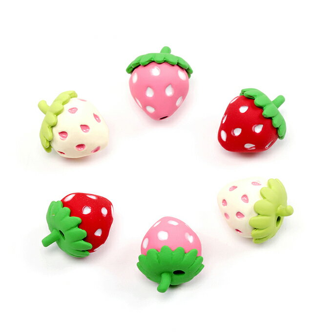 即日発送！エポ調メタルビーズ 苺 イチゴ いちご ストロベリーチモチーフ イチゴビーズ 縦穴 全3色 約12×15mm（1ケ）