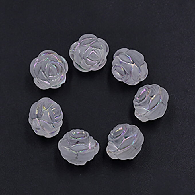 即日発送！アクリルビーズ スクラブ AB彩 ローズ 11×11mm【25g(約40ヶ)】