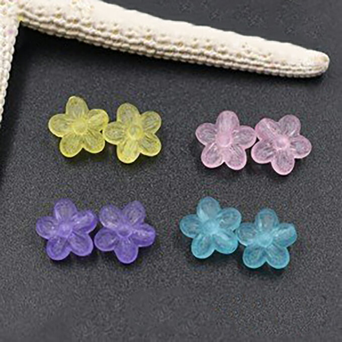 即日発送！アクリルビーズ 五弁花 スクラブビーズパーツ【40ヶ】