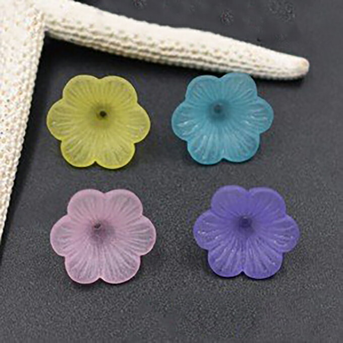 即日発送！アクリルビーズ アサガオ スクラブビーズパーツ【20ヶ】