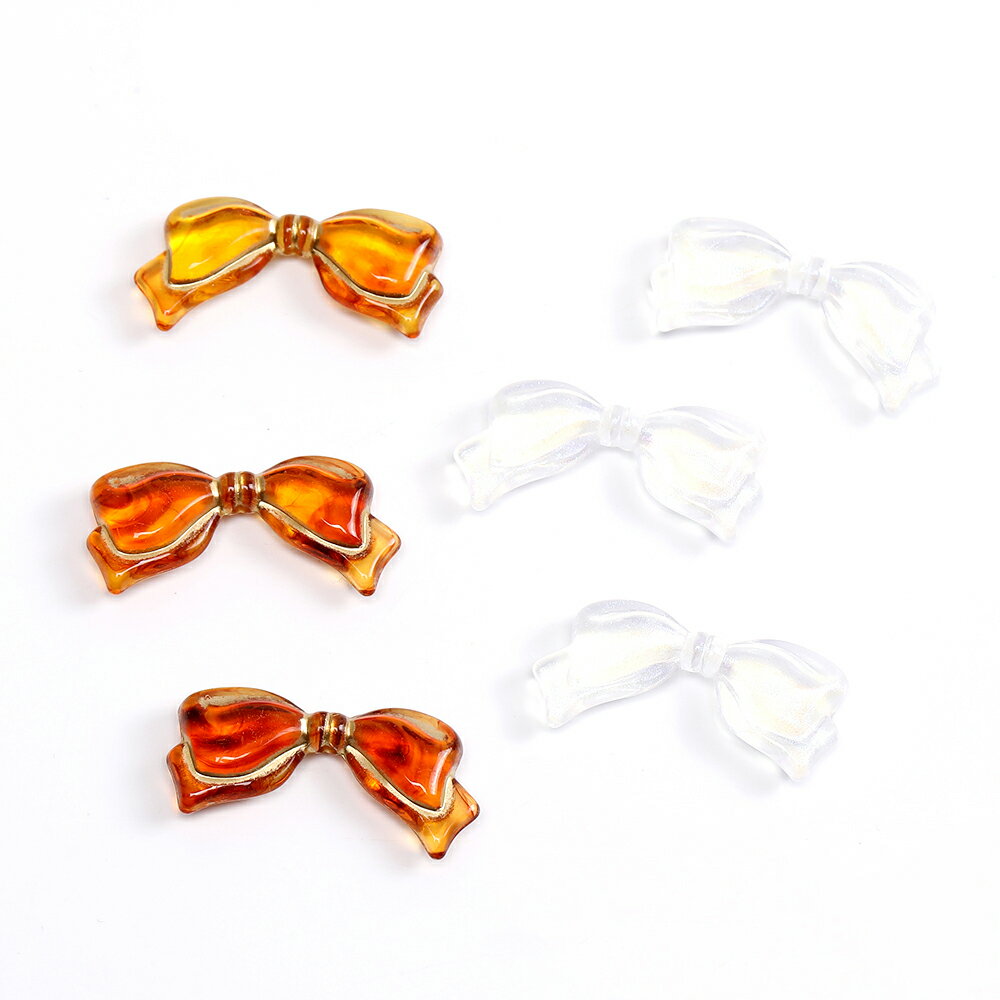 即日発送！アクリルビーズ オーロラビーズ アンティーク調アクリルビーズ リボン 14×29mm（10ヶ）