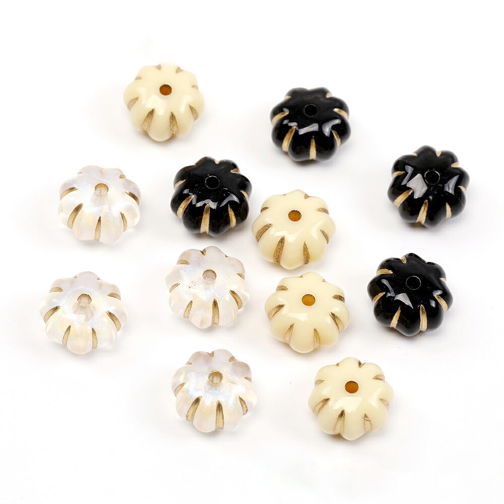 即日発送！アクリルビーズ 筋入り丸玉ビーズ アンティーク調ビーズ 通し穴あり 約12mm（20ヶ）