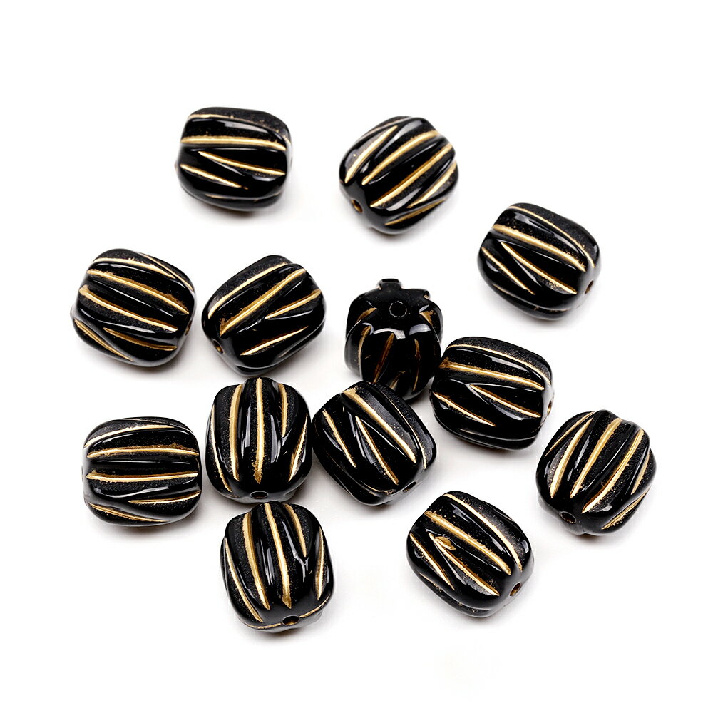 即日発送！アクリルビーズ 筋入りオーバル型ビーズ アンティーク調ビーズ 通し穴あり 約11×13mm（30ヶ）