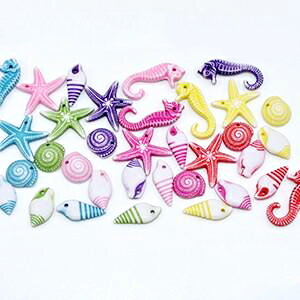 即日発送！アクリルチャーム カラーミックス MIX 海洋生物(海馬 ヒトデ サザエ 貝殻)【20g】