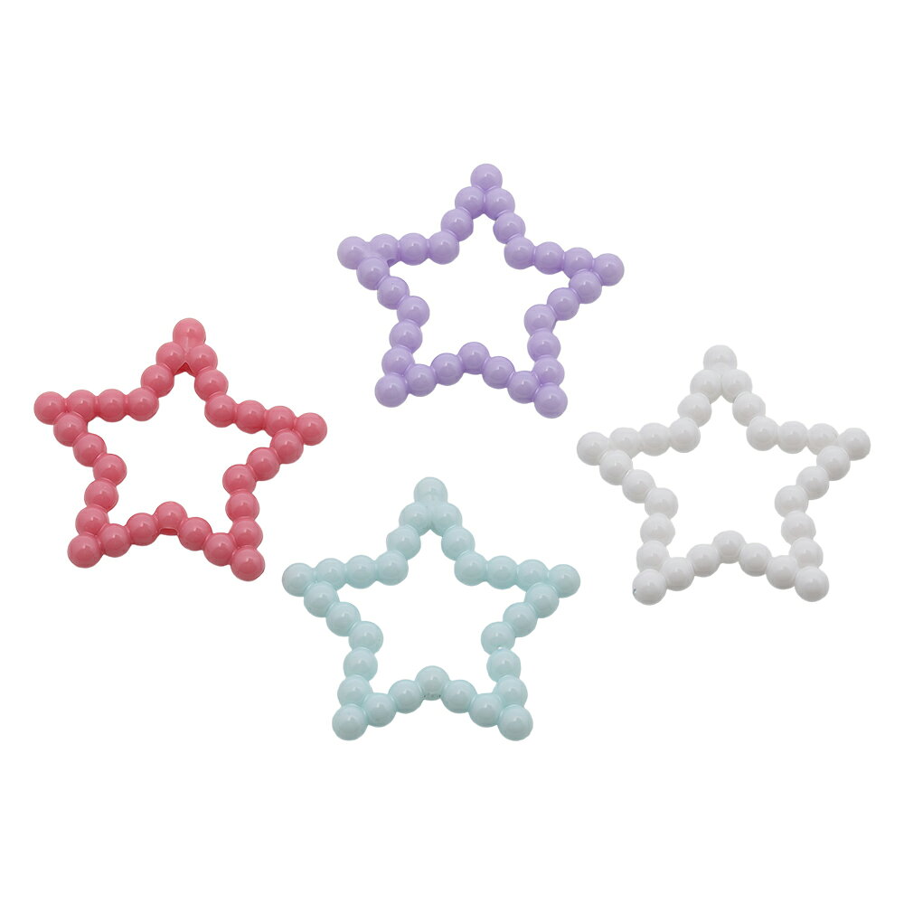 即日発送！アクリルビーズ 星モチーフ スター フレームタイプ アクリルパーツ 約33mm（6ヶ）