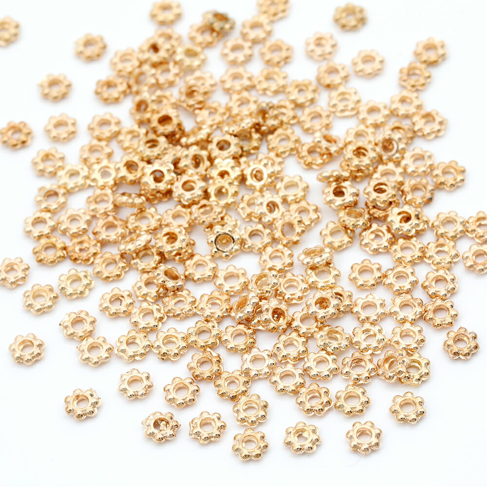ロンデルパーツ 　フラワー　 約4mm　ゴールド　約1000個　アクセサリーパーツ　ハ...