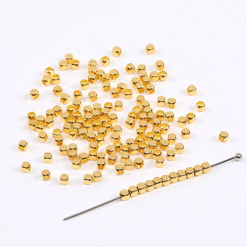 即日発送！メタルビーズ メタリックビーズ スペーサービーズ キューブ型 2×2mm（10...