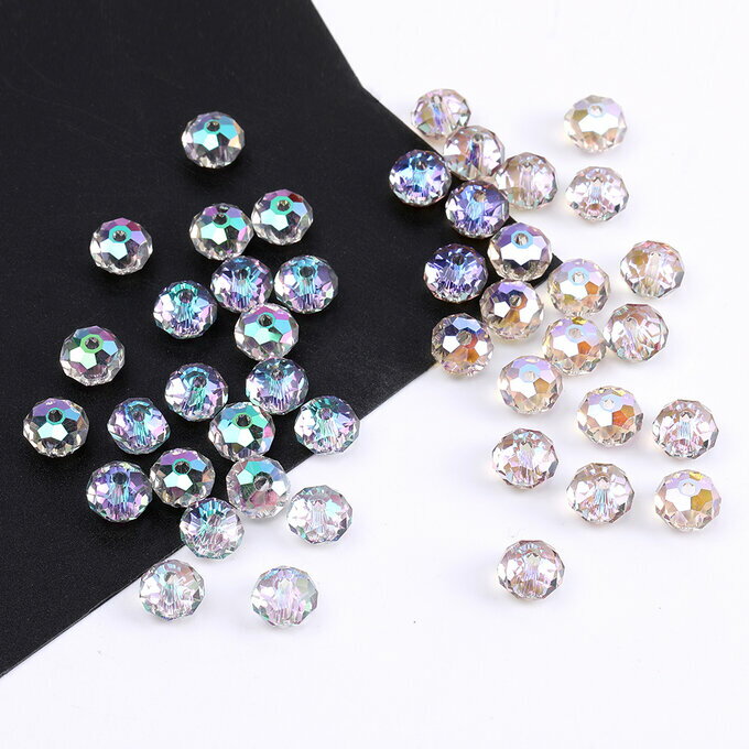 Glass Beads - 即日発送！ガラスビーズ ラウンドカット 多面カット オーロラカラー 縦穴 5×8mm