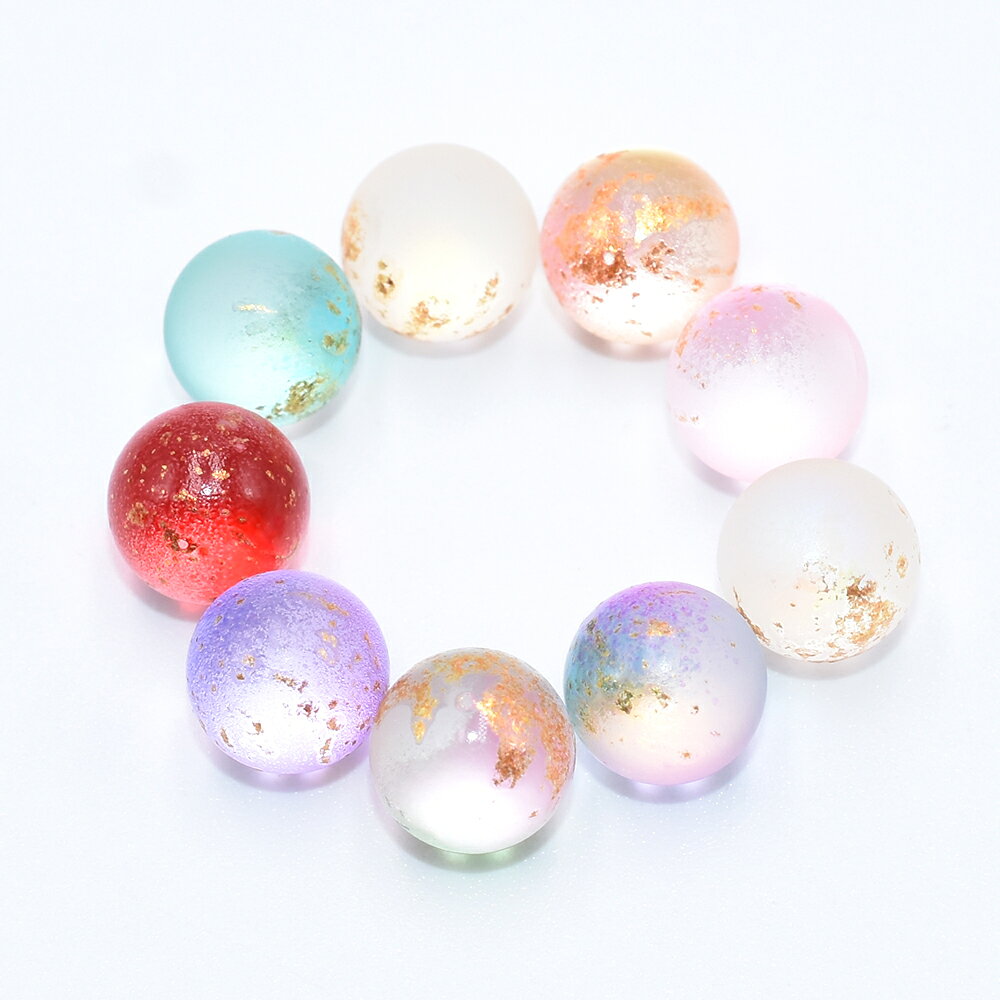 Glass Beads - 即日発送！チェコ調ガラスビーズ グラデーションカラー 金箔ライン入り 穴なし 8mm 20個入