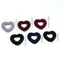 即日発送!フロッキーハートビーズ ベロア素材 中抜きハートビーズ 縦穴 通し穴あり 27×30mm(10ヶ)
