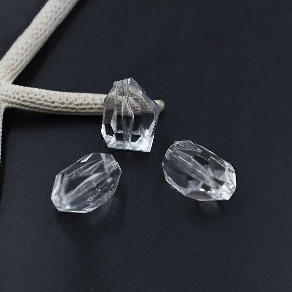 即日発送！アクリルビーズ 不規則カットF 19×25mm クリア（10ヶ）