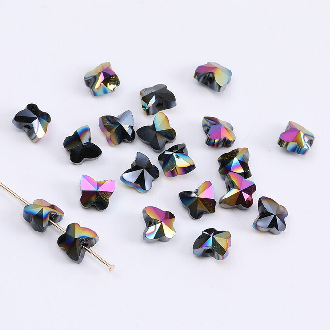 即日発送！メッキガラスビーズ 蝶カット 6×6mm