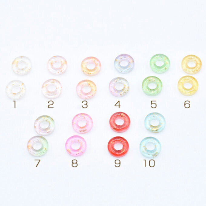 即日発送！チェコガラスチャーム 金箔入り ドーナツ 穴なし 3×10mm 20個入