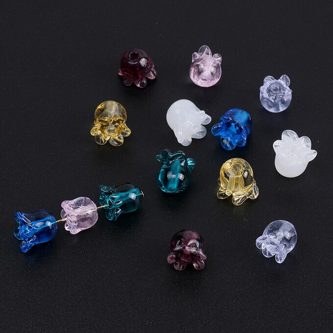 即日発送！瑠璃ビーズ フラワー 9×9mm（4ヶ）