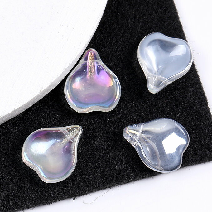 即日発送！メッキガラスチャーム 花びら 横穴 13×15mm（10ヶ）