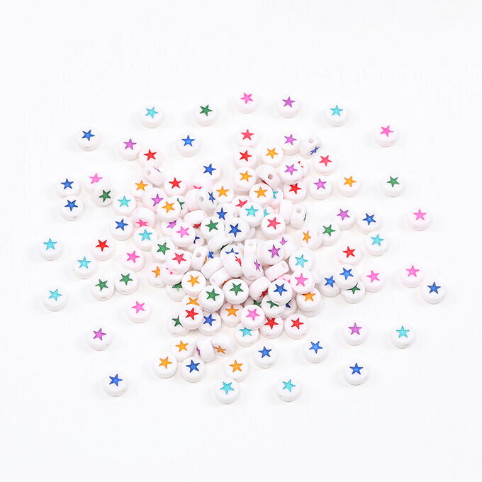 即日発送！アクリルビーズ コイン型 星形 7mm ミックスカラー 10g(約80ヶ)