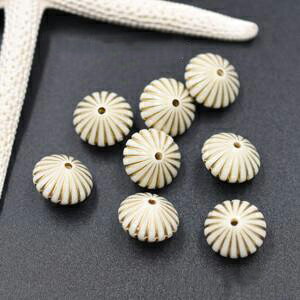 即日発送！アクリルビーズ セラミックカラー 筋入り円盤 10×15mm【10ヶ】