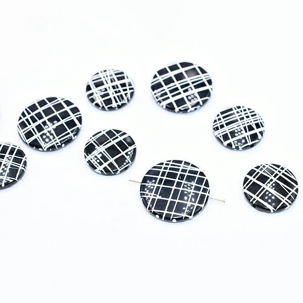 即日発送！アクリルビーズ コイン 2サイズ ブラック/ホワイト