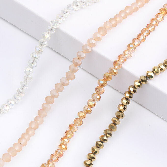 即日発送！メッキガラスビーズ ボタンカット 4×6mm（1連）