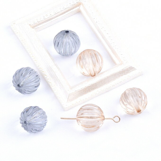 即日発送！アクリルビーズ 筋入り丸玉 12mm クリアカラー（15ヶ）