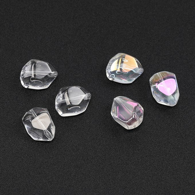 Glass Beads - 即日発送！メッキガラスビーズ オーロラ加工ガラスビーズ 不規則型 13×16mm（20ヶ）