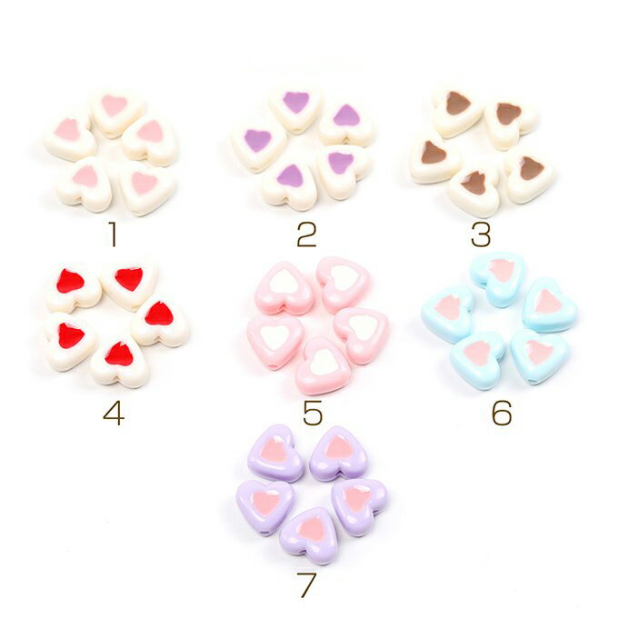 即日発送！アクリルビーズ ハート型 13×15mm
