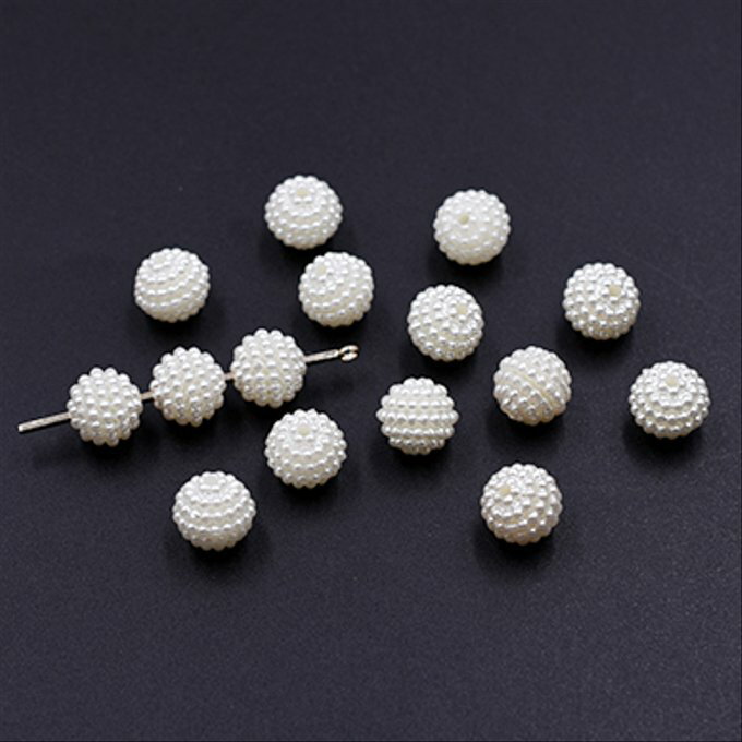 即日発送！アクリルビーズ ボール パール風 10mm ホワイト【50ヶ】