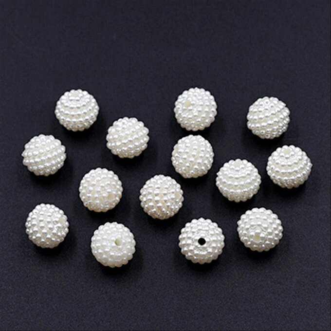 即日発送！アクリルビーズ ボール パール風 10mm ホワイト【50ヶ】