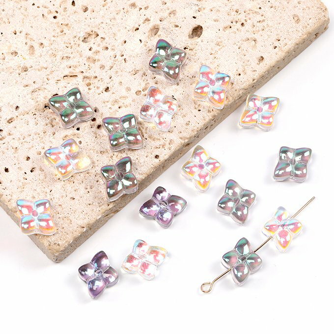 即日発送！メッキガラスビーズ フラワー 10.5×12.5mm（20ヶ）