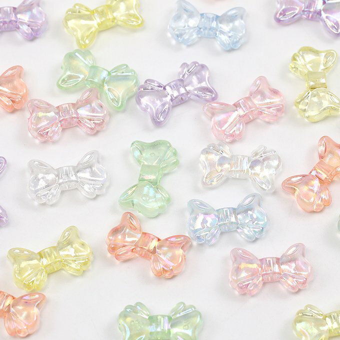 即日発送！アクリルビーズ リボン ミックスカラー 9×15mm（20ヶ）