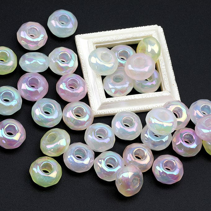 Rakuten - 即日発送！アクリルビーズ ソロバン メッキ加工 ミックスカラー 14mm（10ヶ）