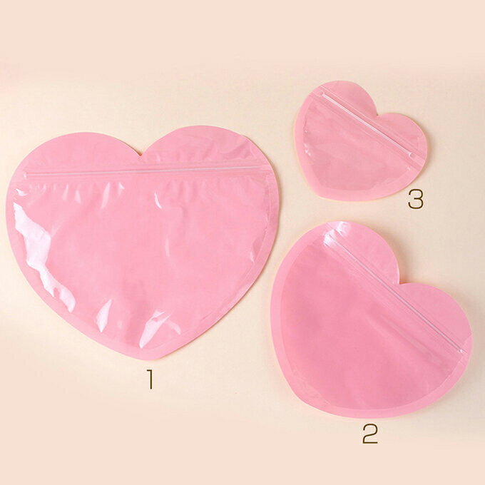 即日発送！チャック付きポリ袋 ジュエリー袋 アクセサリーOPP袋 クラフト包装袋 小物入れ袋 アクセサリー入れ ジプロック袋 ハート型