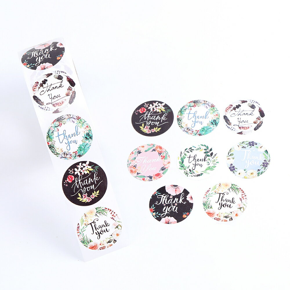 即日発送!Thank Youシール サンキューシール ありがとう ラッピングシール MIX シール プレゼント包装シール 幅約27mm 1巻(約500枚)※メール便不可
