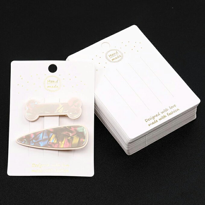 即日発送！アクセサリー台紙 ペーパータグ ヘアアクセサリー用 7.5×10.5cm ホワイト（100ヶ）