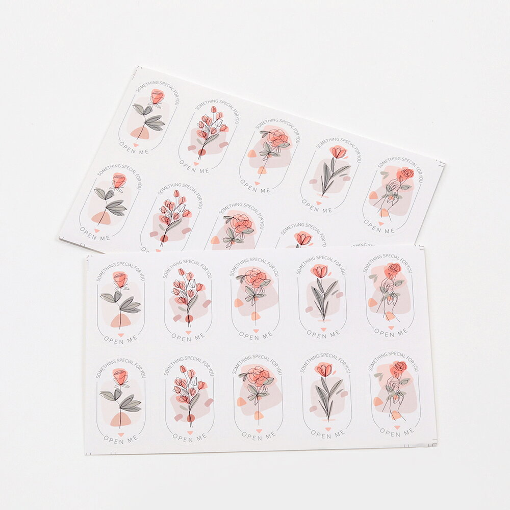 即日発送! ラッピングシール フラワー印刷 Thank youシール ラベルシール ステッカー 梱包材 約3×5cm (10枚シート)