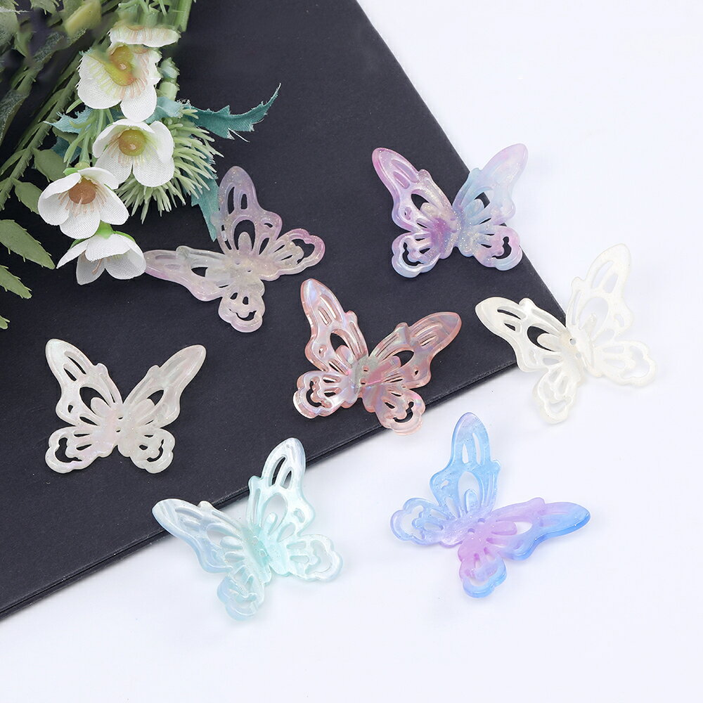 即日発送！高品質アセテートパーツ シェル調アセテートパーツ 透かし蝶 33×37.5mm（2ヶ）