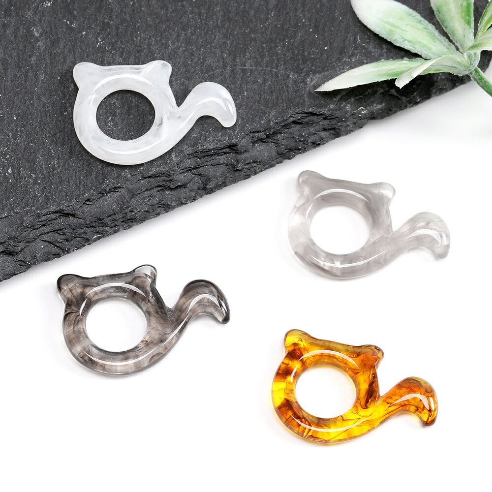 即日発送！樹脂フレームパーツ 猫 キャット 中抜きネコ型パーツ 14.5×21mm（8ヶ）