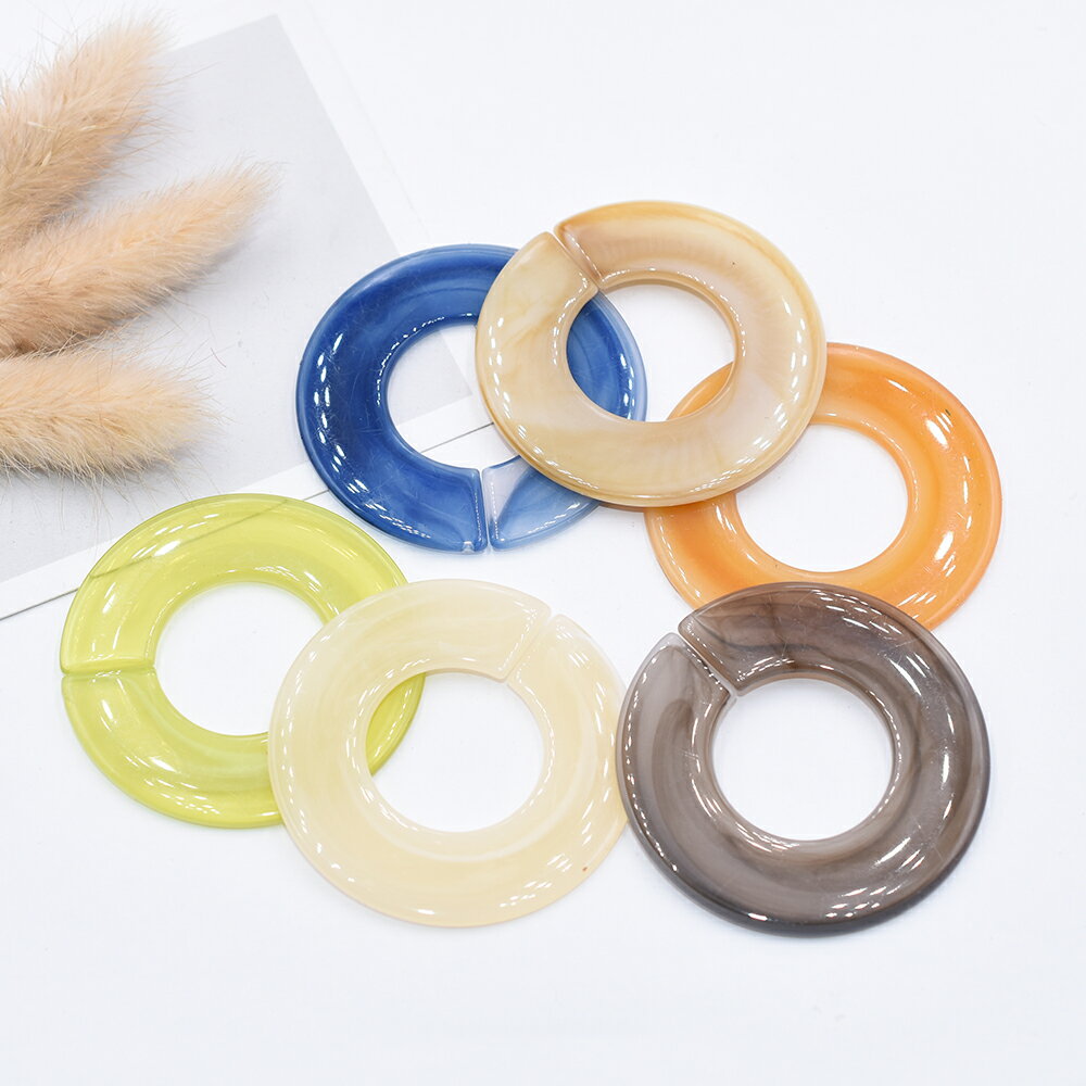 即日発送！アクリルパーツ アクリル製 丸型チェーンパーツ 切れ目あり ラウンド 48mm 全10色（10ヶ）