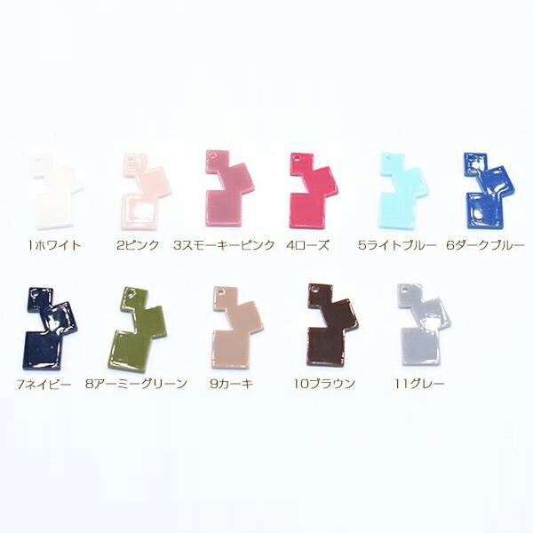 即日発送！アクリルパーツ プレートパーツ アクリル製 3連スクエア 穴あり 全11色 16×26mm（10ヶ）