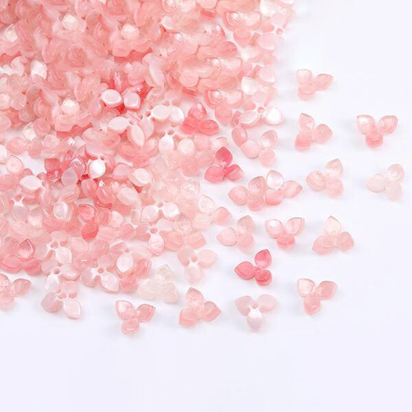 即日発送！上質フラワーパーツ 樹脂製 3弁花 グラデーションカラー 中心穴あり 10×10mm（10ヶ）